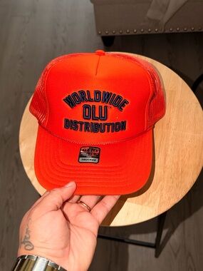 OTTO Bright Orange Trucker Hat with Navy Embroidery